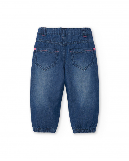 Pantaloni in denim blu da bambina collezione Tropadelic