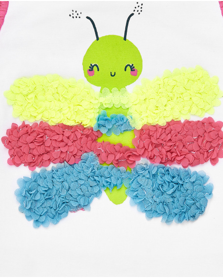 T-shirt bianca in maglia da bambina collezione Tropadelic