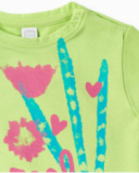 T-shirt verde in maglia da bambina collezione Tropadelic