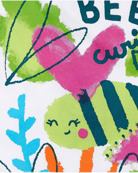 T-shirt bianca da bambina in maglia con fiocco collezione