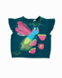 T-shirt in maglia verde scuro da bambina collezione Tropadelic