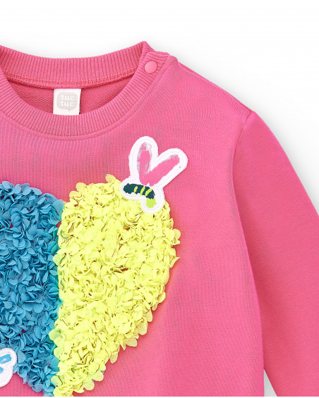 Felpa rosa in peluche da bambina collezione Tropadelic