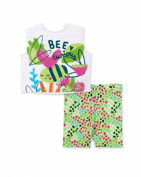 Completo in maglia bianco da bambina collezione Tropadelic