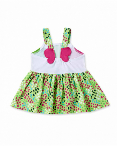 Abito verde in maglia da bambina con applicazioni collezione