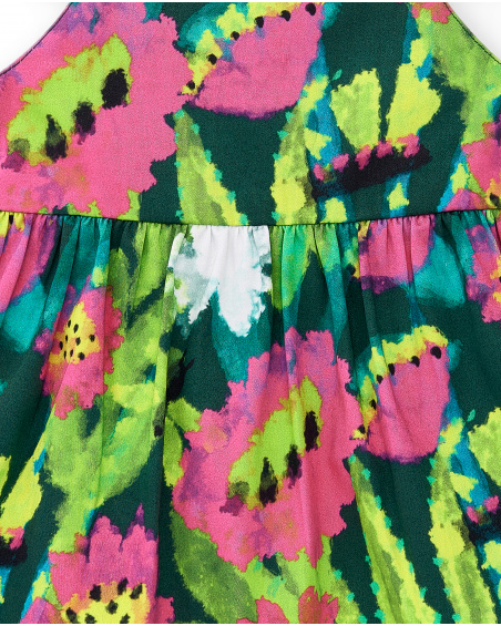 Abito da bambina in popeline verde collezione Tropadelic