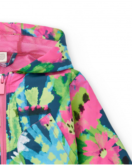 Giacca a vento verde da bambina collezione Tropadelic