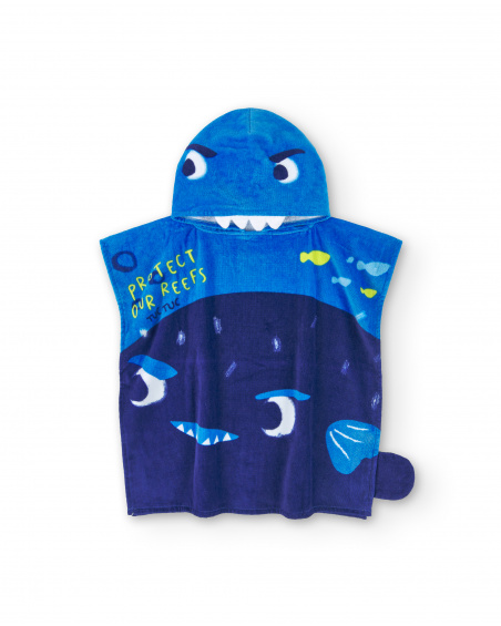 Asciugamano poncho blu da ragazzo collezione Ocean Wonders