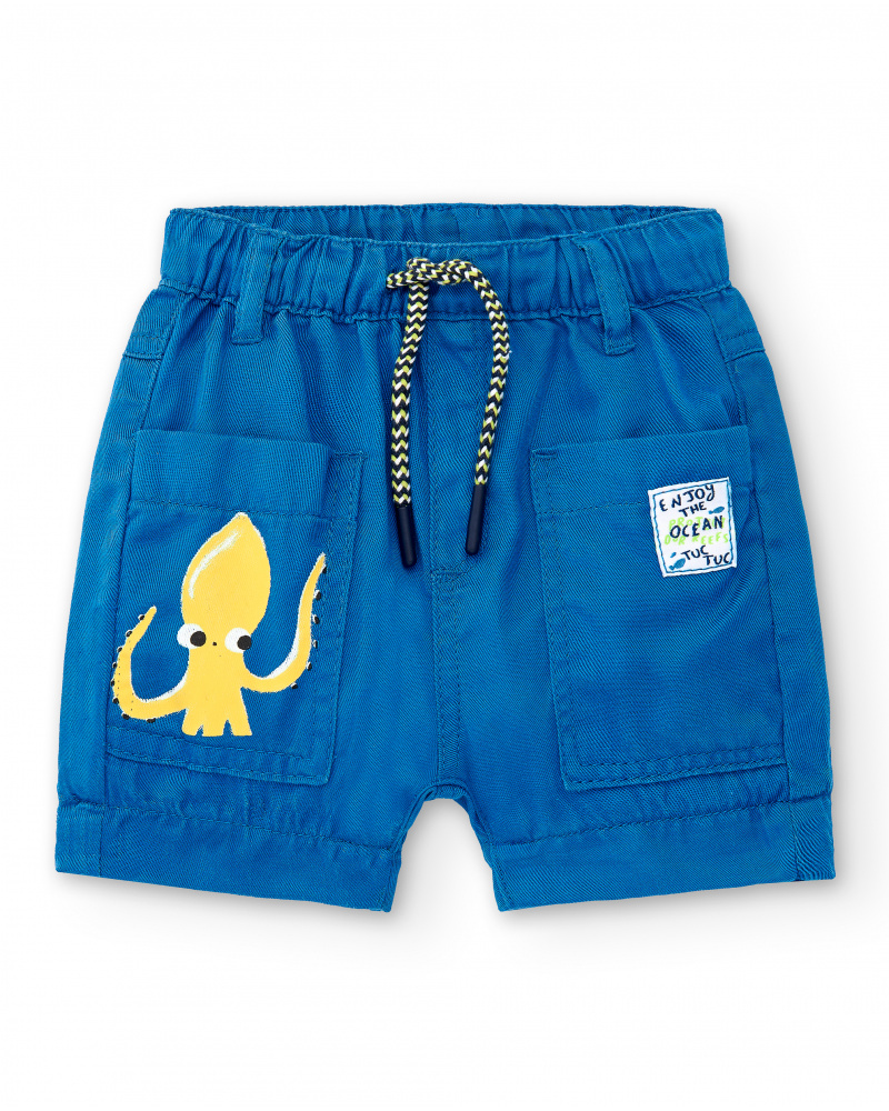Bermuda da bambino in twill blu collezione Ocean Wonders