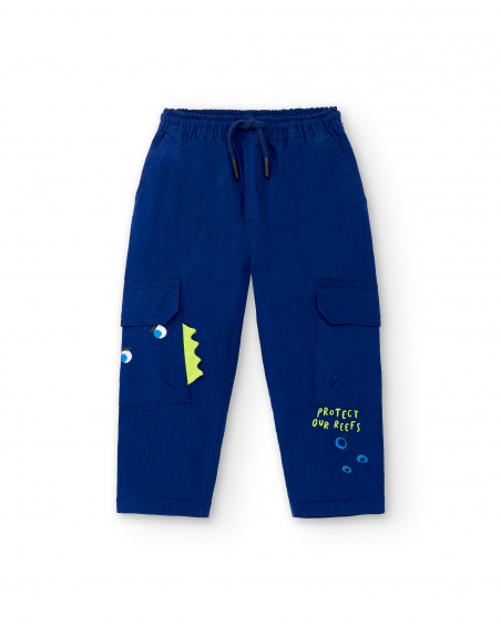 Pantaloni da ragazzo in popeline blu scuro collezione Ocean