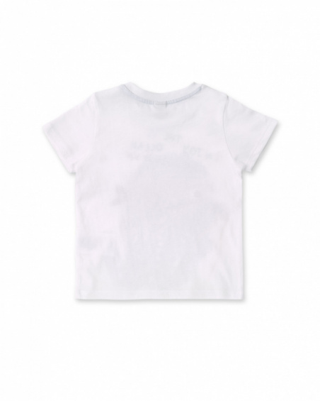 T-shirt bianca da bambino in maglia collezione Ocean Wonders