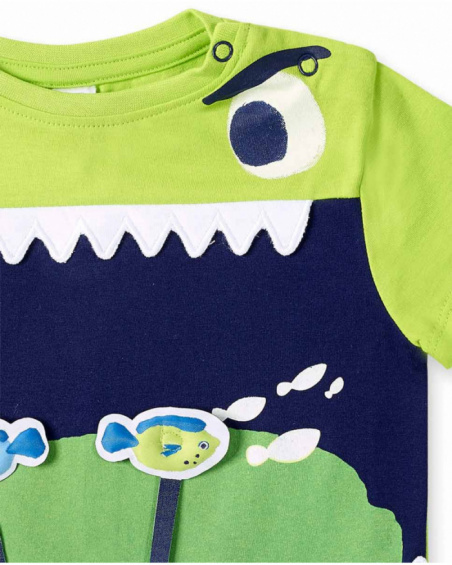 T-shirt verde in maglia da bambino collezione Ocean Wonders