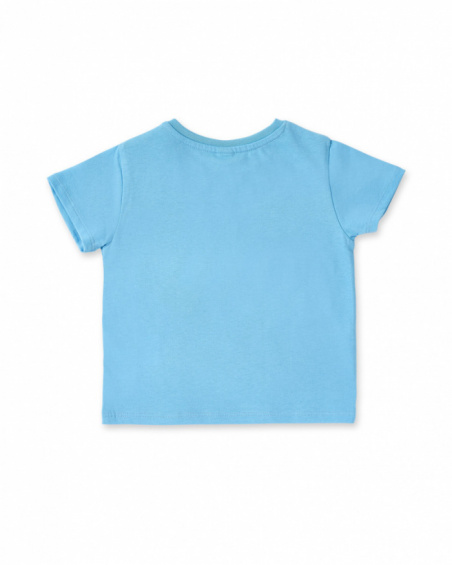 T-shirt blu da bambino in maglia di polipo collezione Ocean