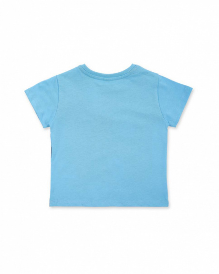 T-shirt blu lavorata a maglia da bambino collezione Ocean
