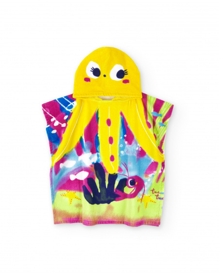 Asciugamano poncho giallo da bambina collezione Ocean Wonders