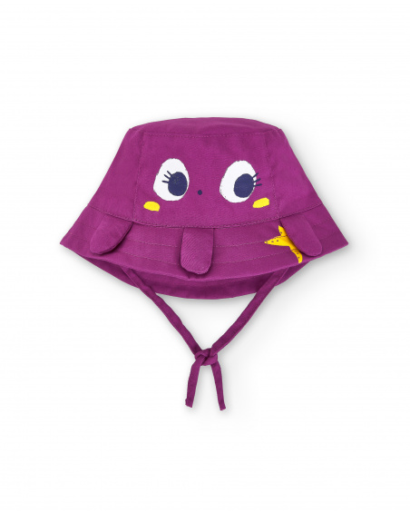 Cappello piatto da bambina di colore lilla collezione Ocean