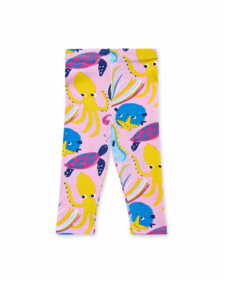 Leggings da bambina in maglia lilla stampata collezione Ocean
