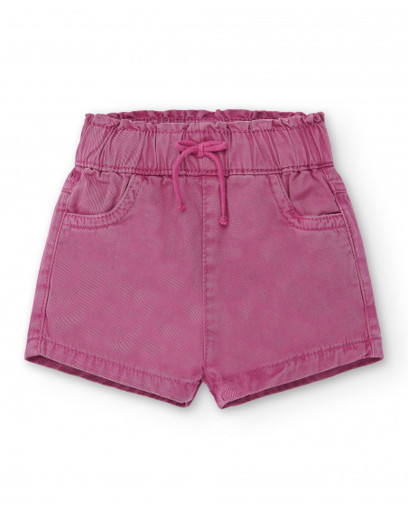 Shorts fucsia in twill da bambina collezione Ocean Wonders