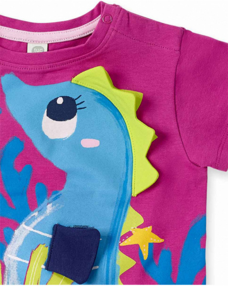 T-shirt lilla lavorata a maglia da bambina collezione Ocean