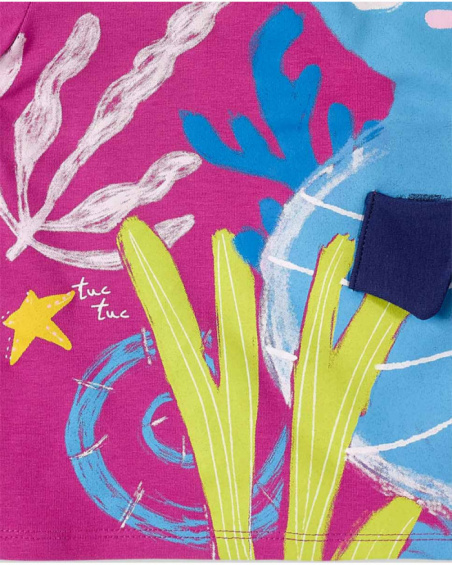 T-shirt lilla lavorata a maglia da bambina collezione Ocean