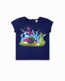 T-shirt blu navy in maglia da bambina collezione Ocean Wonders