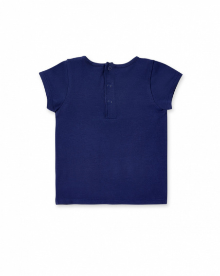 T-shirt blu navy in maglia da bambina collezione Ocean Wonders