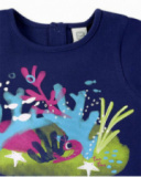 T-shirt blu navy in maglia da bambina collezione Ocean Wonders
