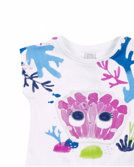 T-shirt bianca annodata da bambina collezione Ocean Wonders