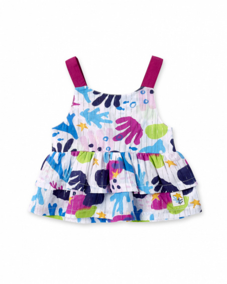Blusa in popeline bianco da bambina collezione Ocean Wonders