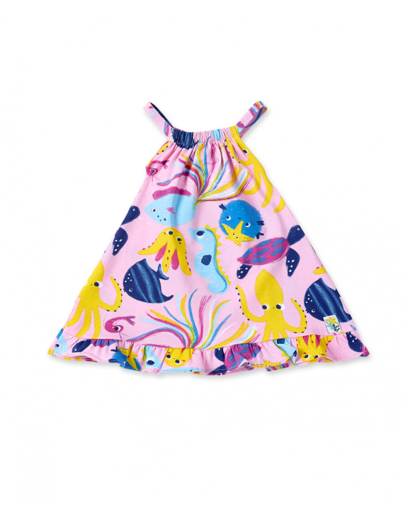 Abito da bambina in maglia stampata lilla collezione Ocean