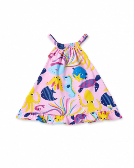 Abito da bambina in maglia stampata lilla collezione Ocean