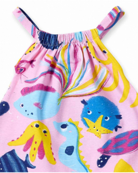 Abito da bambina in maglia stampata lilla collezione Ocean