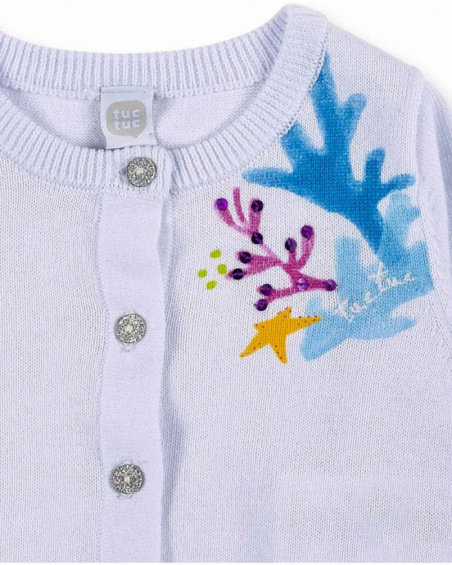 Giacca bianca in tricot da bambina. collezione Ocean Wonders