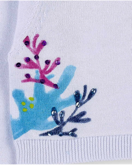 Giacca bianca in tricot da bambina. collezione Ocean Wonders