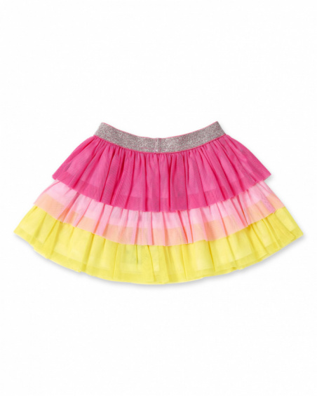 Gonna da bambina in popeline di tulle fucsia collezione Creamy