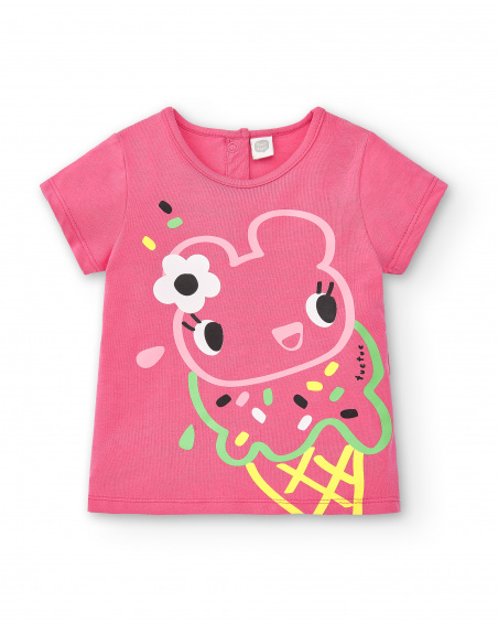 T-shirt rosa in maglia da bambina collezione Creamy Ice