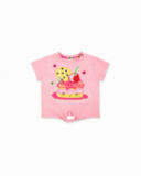 T-shirt rosa in maglia annodata da bambina collezione Creamy Ice