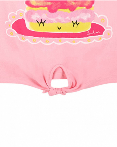 T-shirt rosa in maglia annodata da bambina collezione Creamy Ice