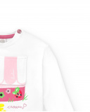 T-shirt lunga bianca in maglia da bambina collezione Creamy Ice