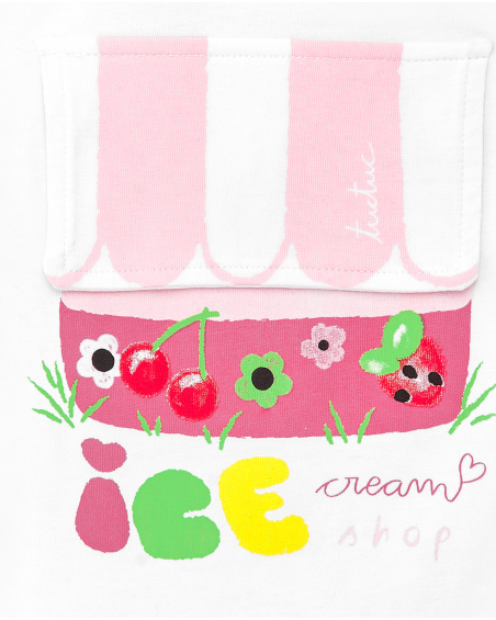 T-shirt lunga bianca in maglia da bambina collezione Creamy Ice