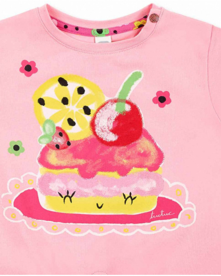 Completo rosa lavorato a maglia da bambina collezione Creamy Ice