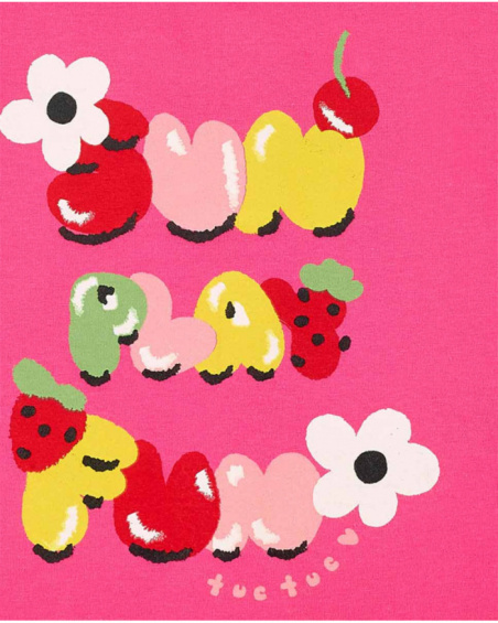 Completo tre pezzi rosa lavorato a maglia da bambina collezione