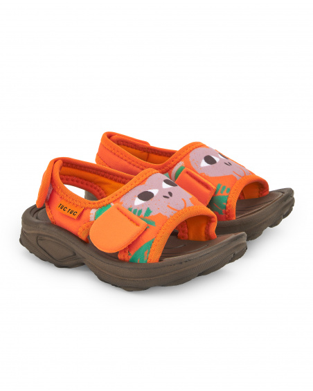 Sneakers da bambino in lycra marrone arancione collezione