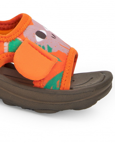 Sneakers da bambino in lycra marrone arancione collezione