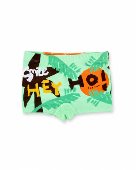 Costume boxer da bambino verde collezione Banana Records