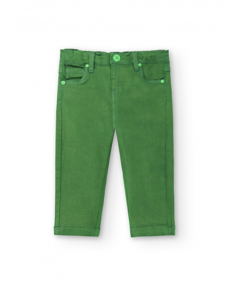 Pantaloni in denim verde da ragazzo collezione Banana Records