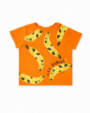 T-shirt arancione in maglia con banane per bambino collezione