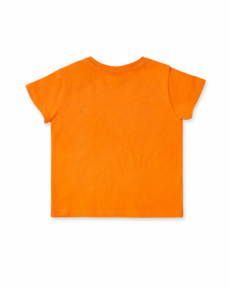 T-shirt arancione in maglia con banane per bambino collezione