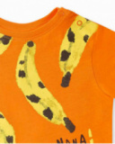 T-shirt arancione in maglia con banane per bambino collezione
