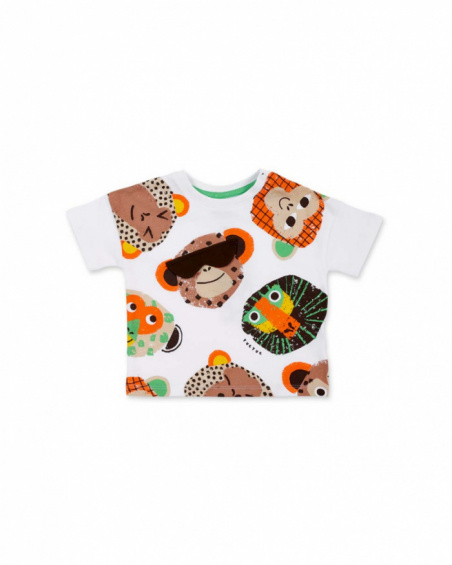 T-shirt bianca stampata da bambino collezione Banana Records