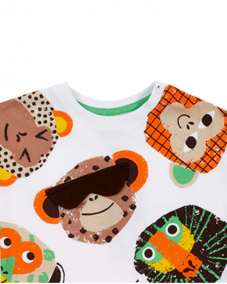 T-shirt bianca stampata da bambino collezione Banana Records